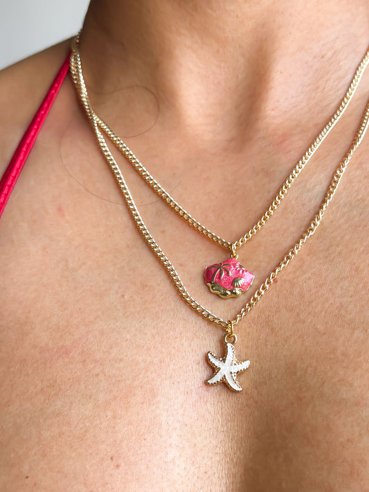 Beach Charm Necklaces - Set of 2