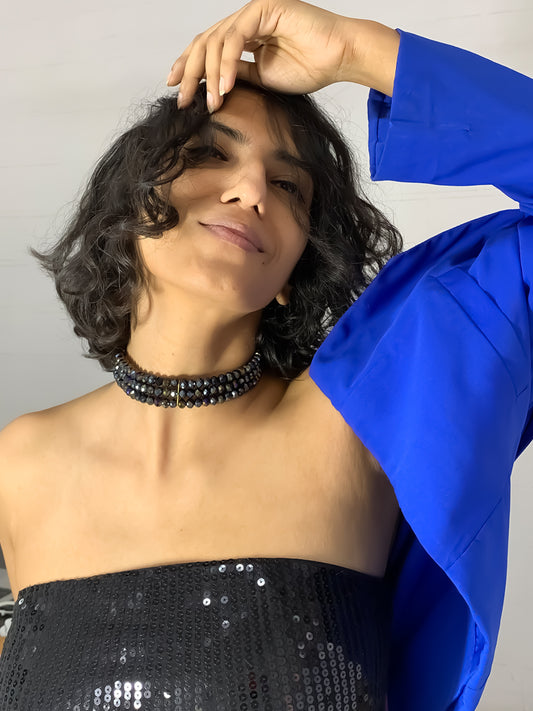 Black Crystal Necklace | Party Wear Necklace | Handmade Necklace | Crystal Jewellery