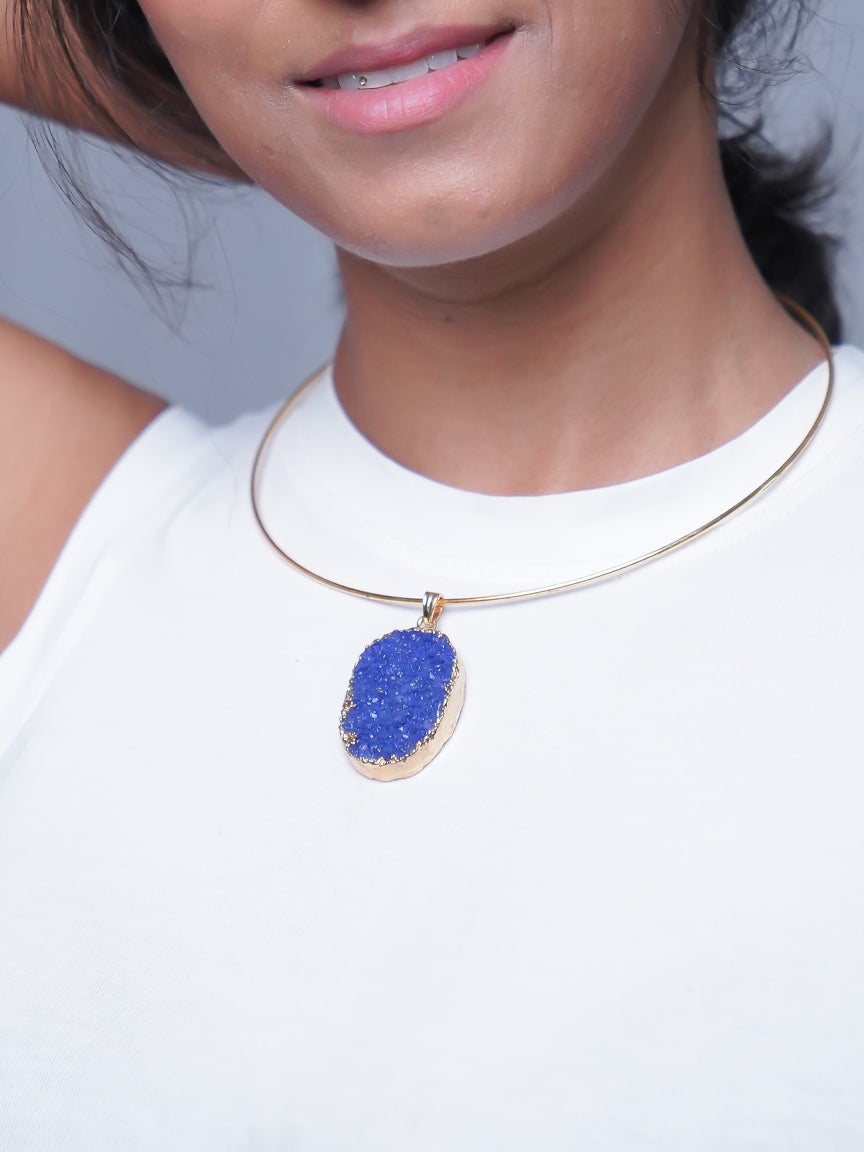 Druzy Collar Necklace Indigo Blue - Main Image