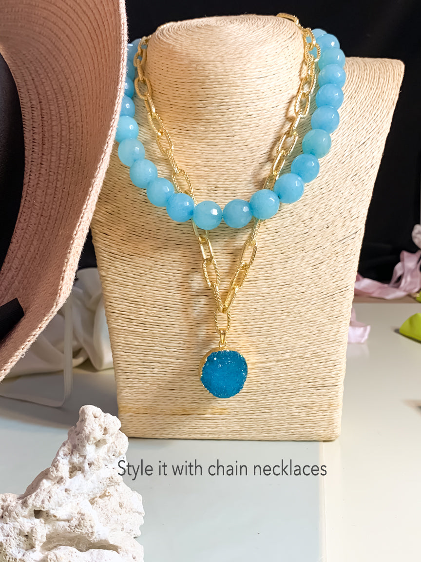 Ocean Blue Crystals Necklace