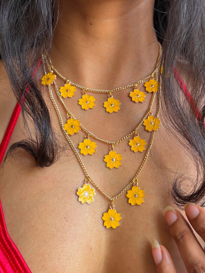 Yellow Daisy Flowers Necklace