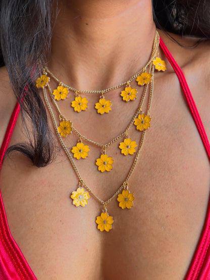 Yellow Daisy Flowers Necklace