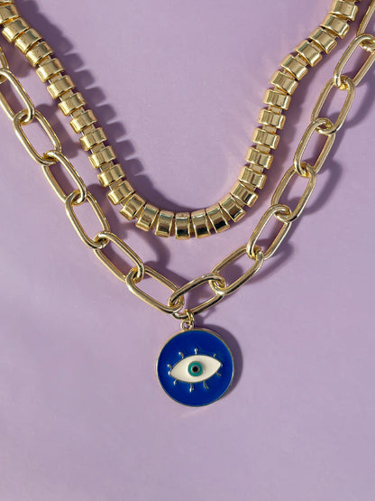 Evil Eye Necklace | Gold Layered Necklace |Gold Chains | Gift for her | Jewellery gift | Chunky Layered Necklace