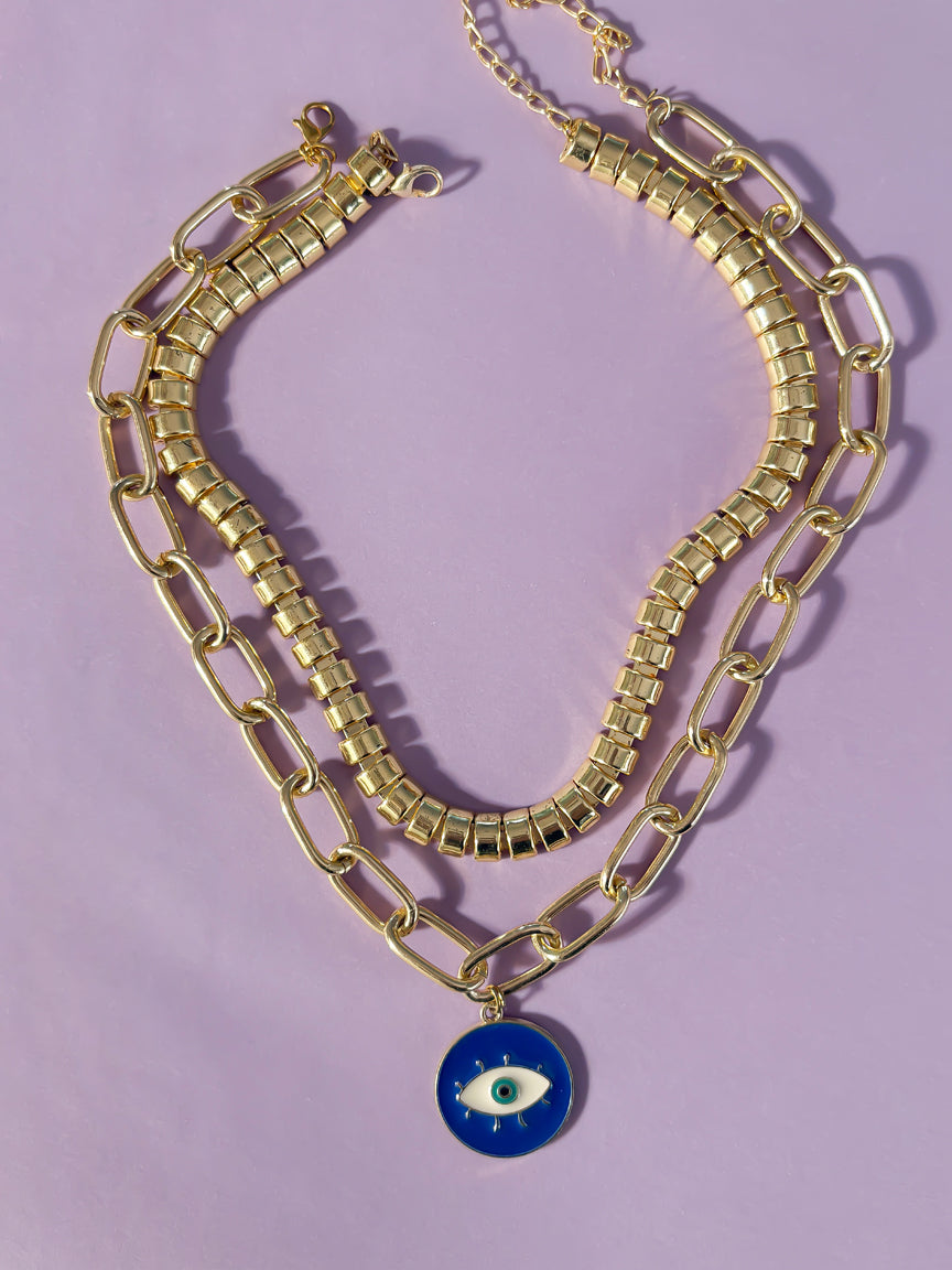 Evil Eye Necklace | Gold Layered Necklace |Gold Chains | Gift for her | Jewellery gift | Chunky Layered Necklace
