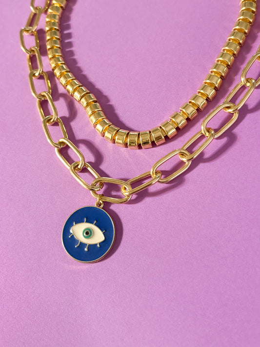 Evil Eye Necklace | Gold Layered Necklace |Gold Chains | Gift for her | Jewellery gift | Chunky Layered Necklace