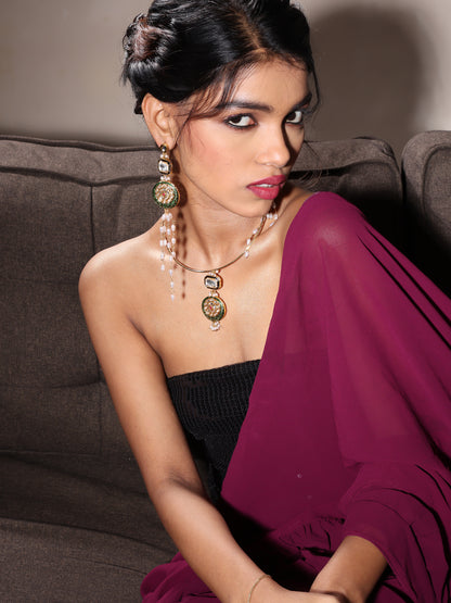 Kundan necklace | Hasli | Kundan Earrings 