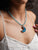druzy moon necklace, blue moon pendant; druzy pendant; moon necklace