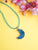 druzy moon necklace, blue moon pendant; druzy pendant; moon necklace