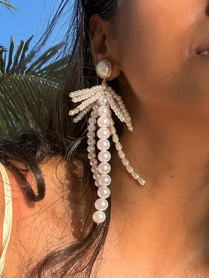 Pearl Palm Tree Earrings