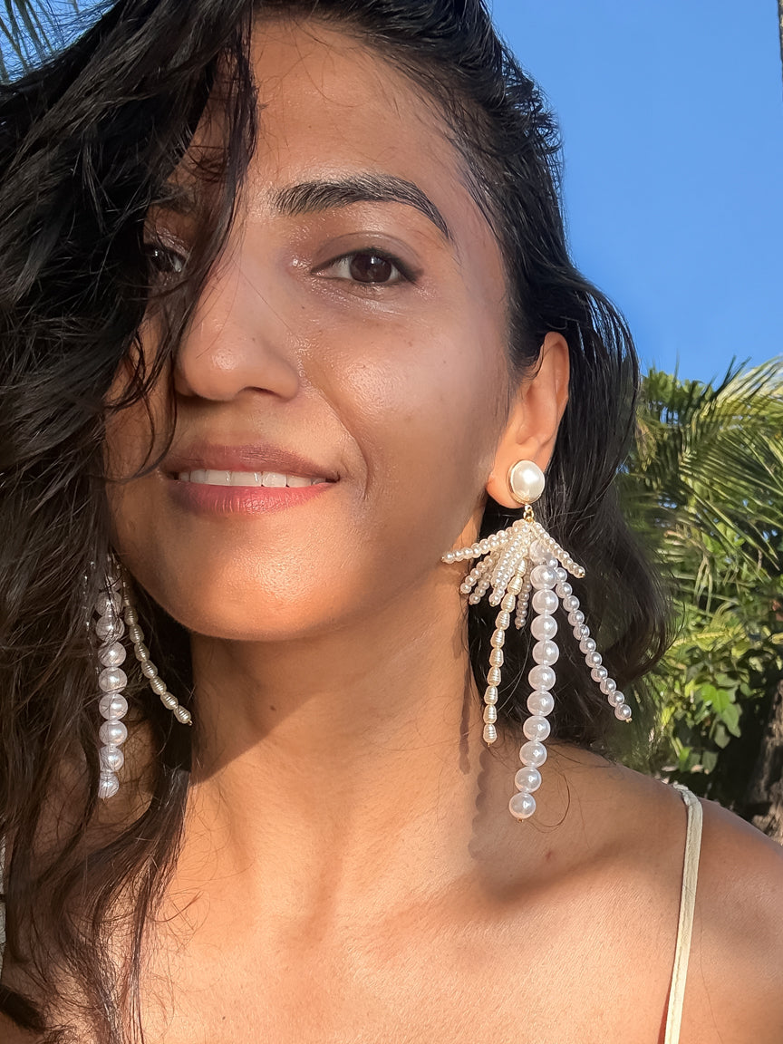 Pearl Palm Tree Earrings