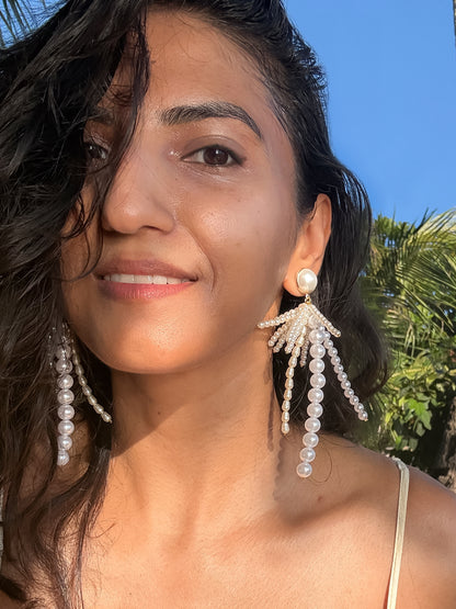 Pearl Palm Tree Earrings