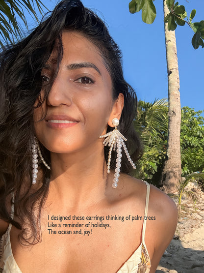 Pearl Palm Tree Earrings