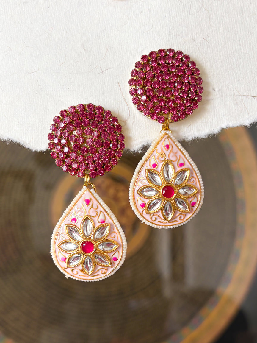 Rani Pink Statement Earrings