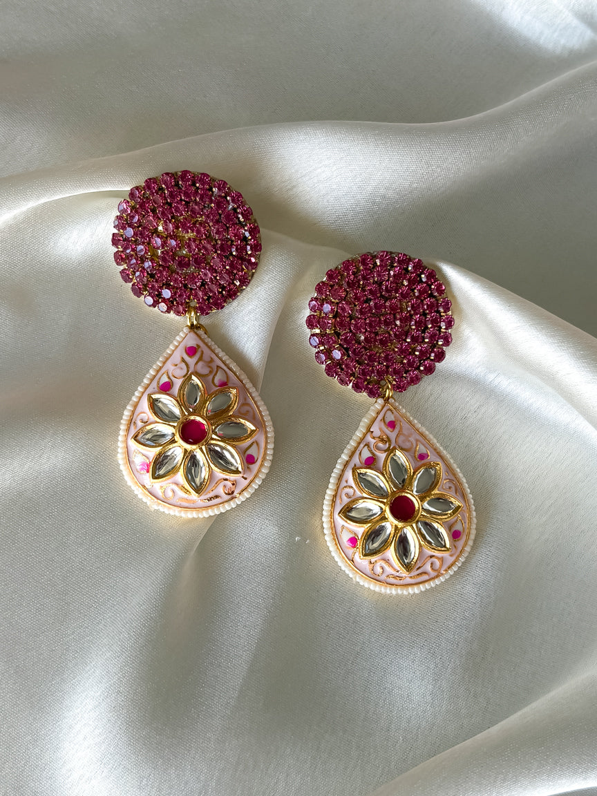 Rani Pink Statement Earrings
