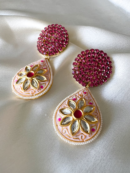 Rani Pink Statement Earrings