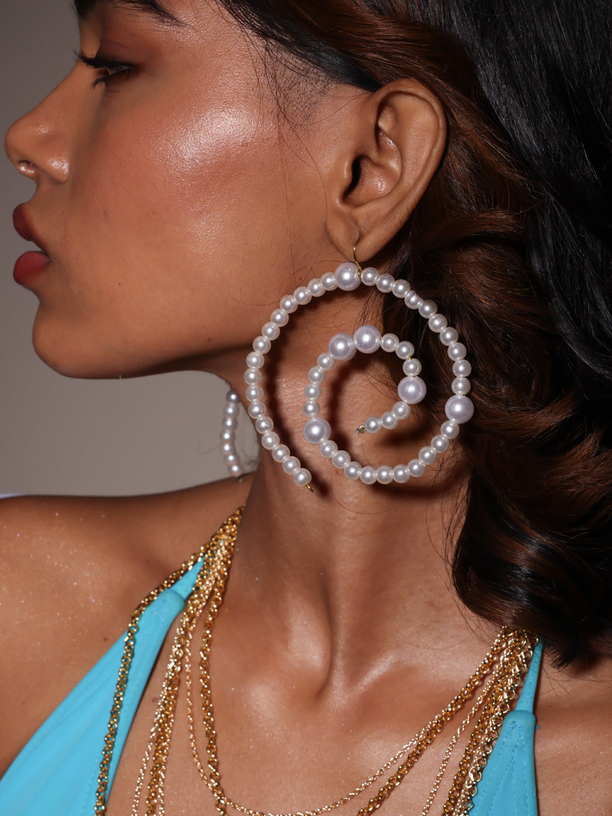 Pearl Spiral Earrings