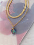 Gold Leaf Chain + Crystal Necklace