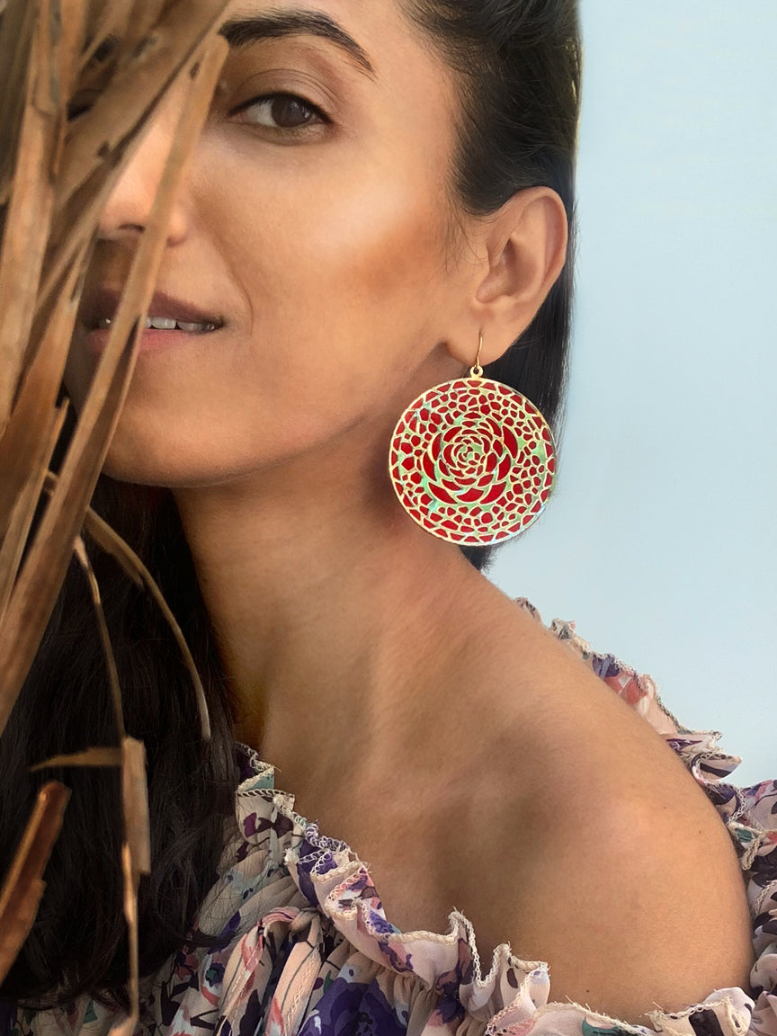 Red clearance velvet earrings