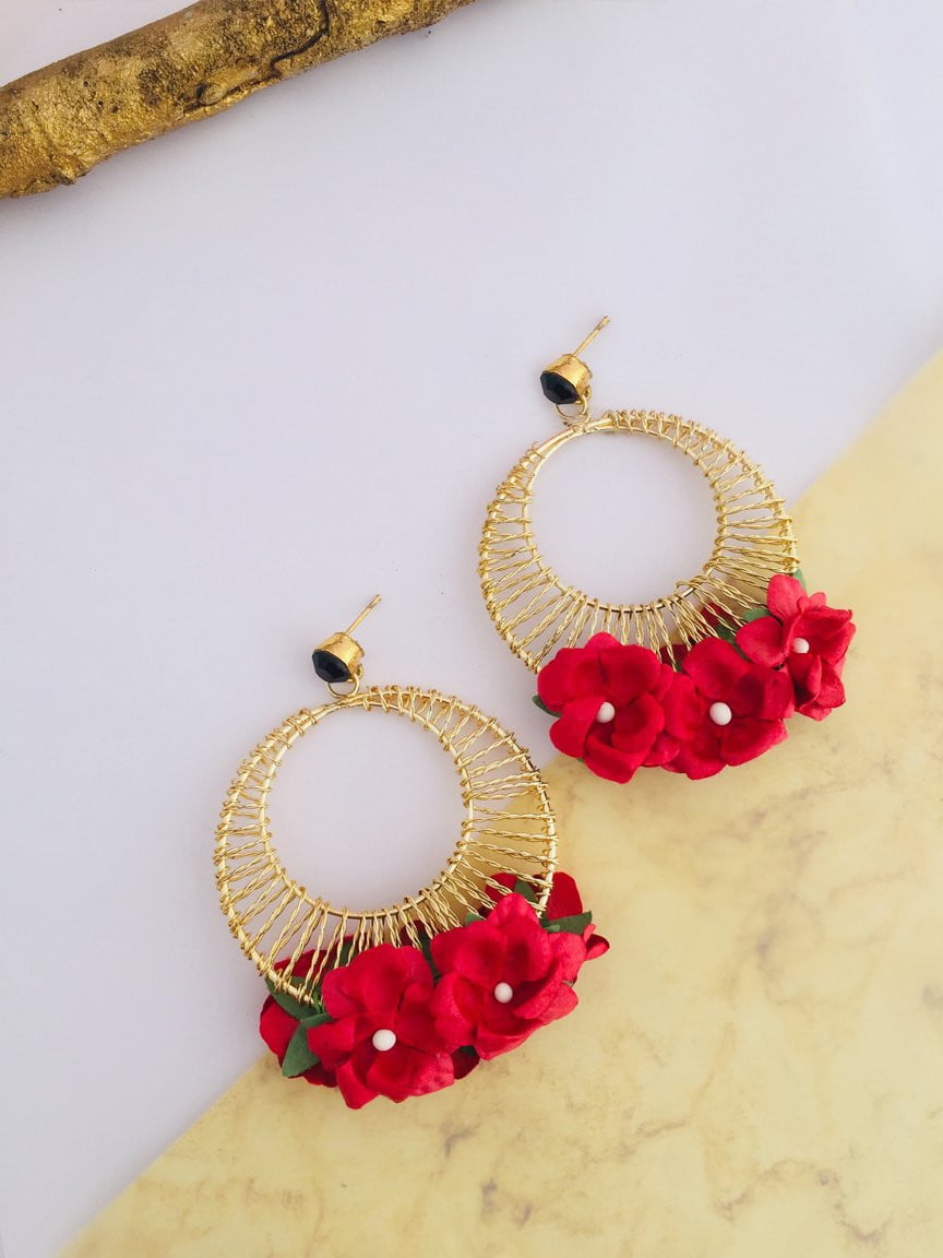 Claret Statement Earrings - Red - Petal & Pup USA