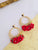 Red Flowers & Gold Hoop Earrings
