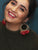 Red Flowers & Gold Hoop Earrings