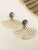 Fan Earrings With Purple Stud