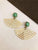 Fan Earrings With Green Stud