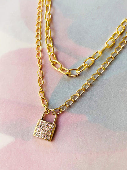 Lock Layered Necklace Set – The Populor - Main Image